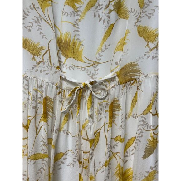 A LOVES A 100% Silk Yellow Feather Print Mini Dress, Sz XS - Picture 7 of 11